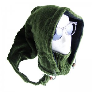Nepalese Ninja Style Hat And Neck Warmer Green